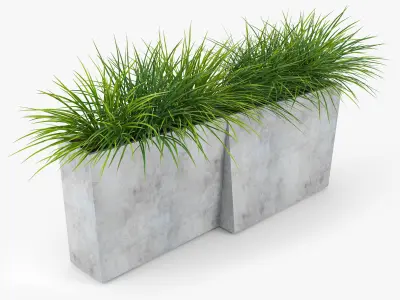 Twista Contemporary Modern Outdoor Planter Pot grass 3D model