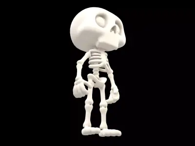 Cartoon Skull Character v1 002 Low-poly 3D model