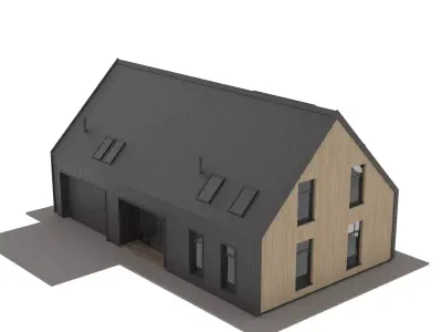 Modern residential wooden houses Low-poly 3D model