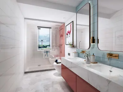 Complete Modern Bathroom 3D Model Set Low-poly 3D model