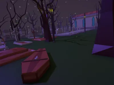 Poly3D-Modular Cemetery Pack Low-poly 3D model
