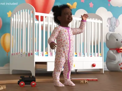  Little African Girl Light Skin in Full Bodysuit Rigged for Cinema 4D 