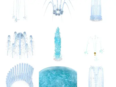 9 Fountain Kit Cinematic Water Features  4K Materials 3D 3D model