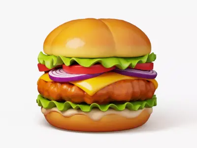 Crispy Chicken Burger 3D model