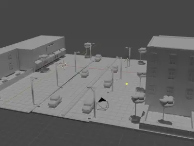 SMALL cycle render town Free 3D model