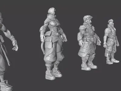 Cyberpunk Street Mercenaries LowPoly Low-poly 3D model