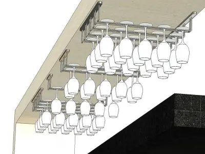Wine Glass Bar Hanger Rails 3D model