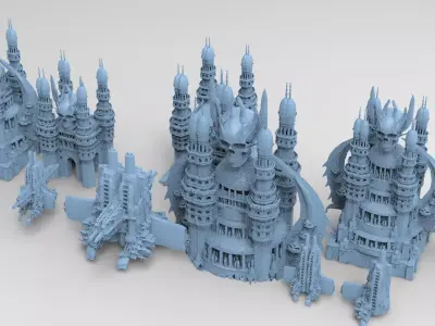 Evil Vizier Tower with Alien Pillar ruins  3D model