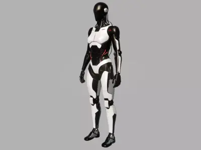 Futuristic Female Android Robot Low-poly 3D model