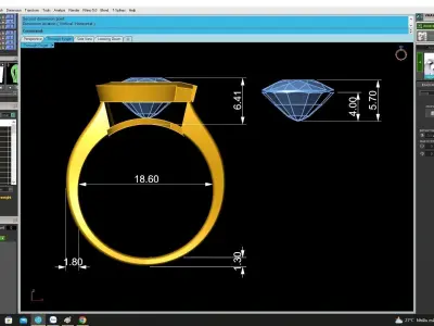 Modern Round Gemstone Ring for Women with Minimalist Setti  4511 3D print model