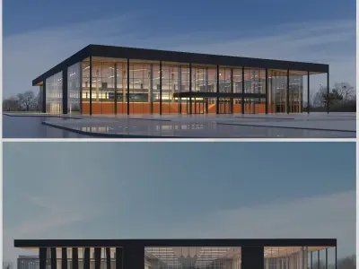 Dance school with a grandstand for 600 people  Sports facility  Low-poly 3D model