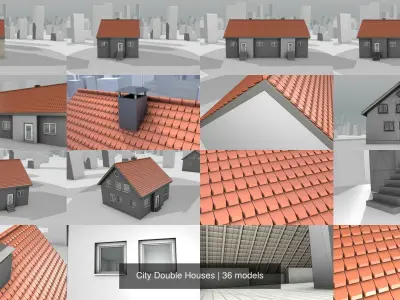 City Double Houses 3D Model Pack
