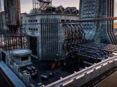 INDUSTRIAL SCIFI BUILDING 06 Low-poly 3D model