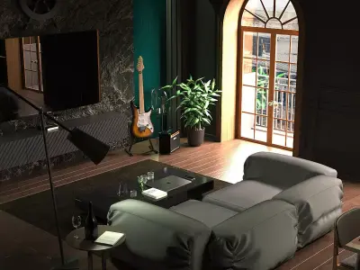 Paris 2021 Modern Living Room 3D model