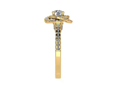Ring045 diamond engagement ring gold 3D print model