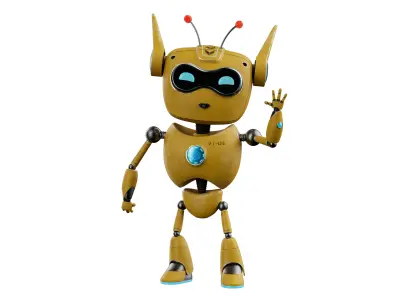 Robotic Character ROBO - CAT Blender Rigged Low-poly 3D model