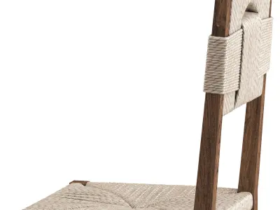 Oak and Rush Chair 3D model