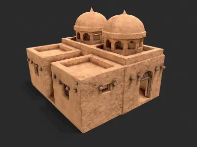 Clay Desert Egypt Village House 4 Low-poly 3D model