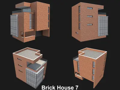 4 Brick Houses Set 2 3D model