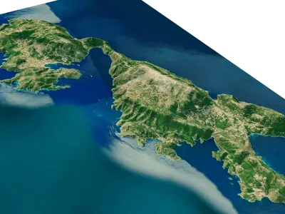 Ithaca Island full 3d model terrain Low-poly 3D model