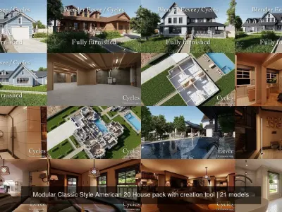 Modular Classic Style American 20 House pack with creation tool