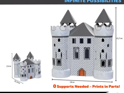 White Fort Castle 3D Model - Dual Scale Edition Mini Epic Free 3D print model