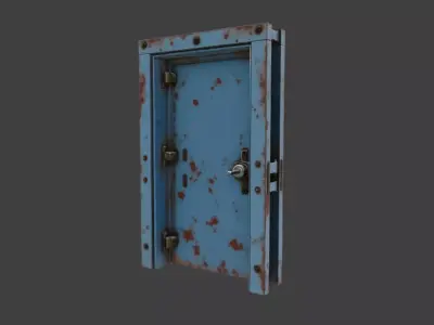 Flat Industrial Door Rusty Low-poly 3D model
