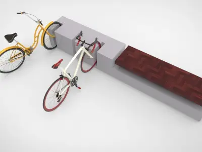 Public bike parking Low-poly 3D model