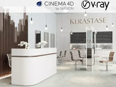 VRay - C4D Scene files - Salon Interior Scene  3D model