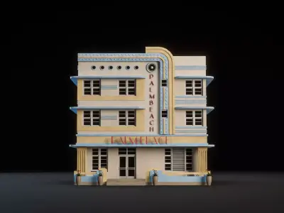 MIAMI VICE CITY ART DECO BUILDING 8 Low-poly 3D model