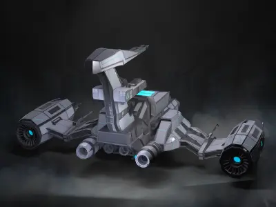 Spaceship sci-fi art Low-poly 3D model
