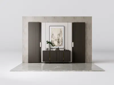 Sideboard with wall panel and flooring 16 3D model