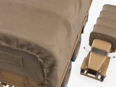  Retro Utility Army Vehicle with Canvas Cover Sand Rigged 