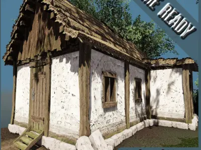 Medieval House Low poly  Low-poly 3D model