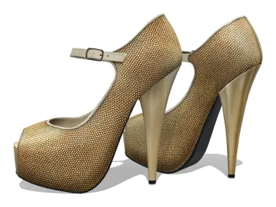Gold Heels V2 Low-poly 3D model