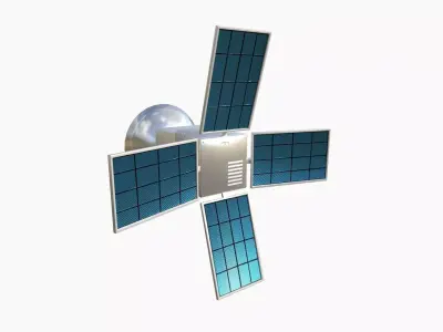 Satellite G03 White Blue - SciFi Space Design Low-poly 3D model
