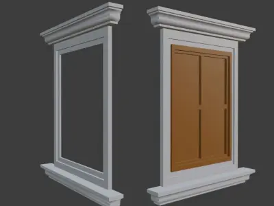 windows 3D window with two arches Free 3D model