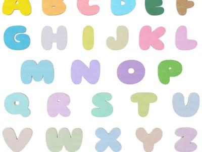 Kids alphabet furniture handles and wall hooks 3D model