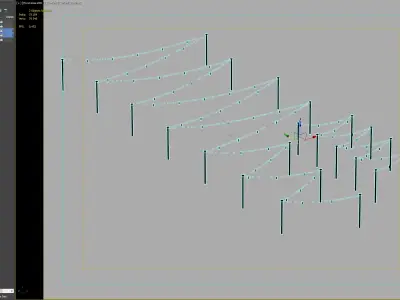 Modern String Light Poles for Urban Outdoor Spaces 3D model