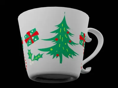 Christmas Tree Tea Cup Low-poly 3D model