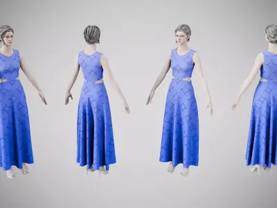 Dress 31 Very Light Blue With Design Low-poly 3D model