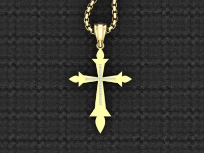 High Cross Pendant Light Gold 18K 3CP090 3D model