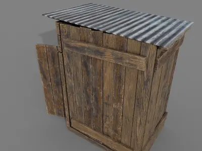 Outdoor Wooden Toilet 5 Low-poly 3D model