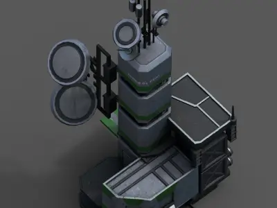Scifi tower station building exterior skyscraper sci fi Low-poly 3D model