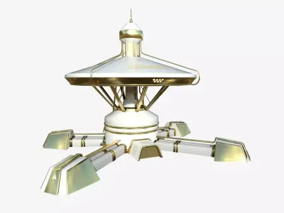 SciFi Facility C11 Gold - Sci Fi Exterior Design Low-poly 3D model
