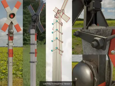Low-Poly Andreaskreuz Version 1 2 and 3 3D Model Pack