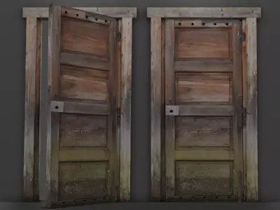 Abandoned Wooden Door Low-poly Low-poly 3D model