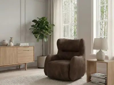 Modern Curved Swivel Armchair 3D model