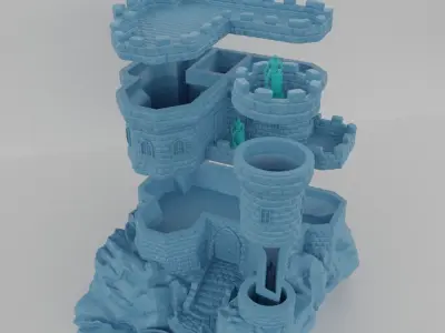Fort on Cliff Tabletop Terrain 25 mm 3D print model