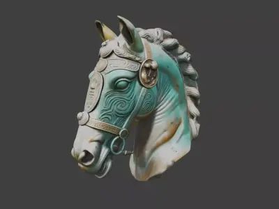 Majestic Ceremonial Horse Bust Low-poly 3D model